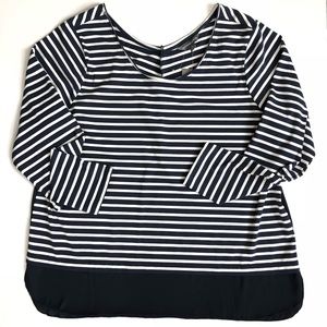 NWT Alexander Jordan Navy & White Stripe Top 1X